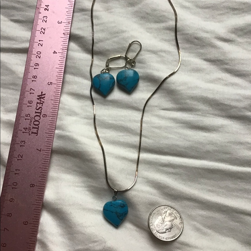 Turquoise necklace and lever back earrings